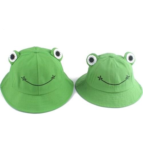 Korean Adult Kids Summer Cute Frog Hat Panama Bucket Hats Outdoor Sunscreen Fishing Hunting Cap Bob Chapeau Sun Hat