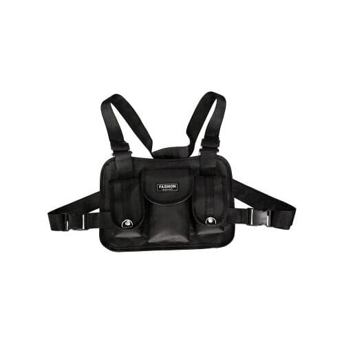 Black Tactical Bag Men Nylon Chest Rig Bag Hip Hop Streetwear Functional Boy Chest Rig Kanye West Wist Pack Tactical Waist Packs