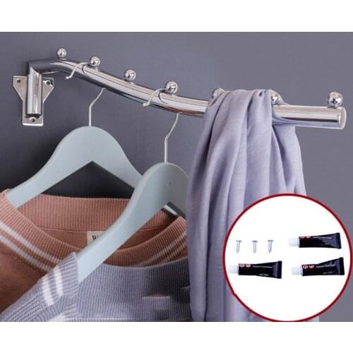 Home Storage Hangers Stainless Steel Wall Mount Clothes Hanger Rack Hook Swing Arm Ball Rotary Holder Home Gadget Accessories