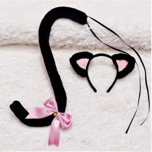 Japanese hair headdress Maid hair band Headband Bowknot Cat Cosplay Fox Ear Bell Tail Anime cosplay costume