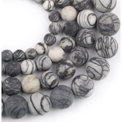 YHBZRET Natural Black grid Stone Spacer Matte Beads For Jewelry Making DIY Necklace Bracelet Accessories 6 8 10 12mm Strand 15