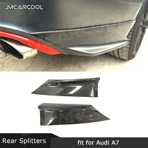 Carbon Fiber Rear Lip Splitters Trim Cover Aprons Spoiler for Audi A7 S7 RS7 2013-2016 Bumper Side Guard Car Styling