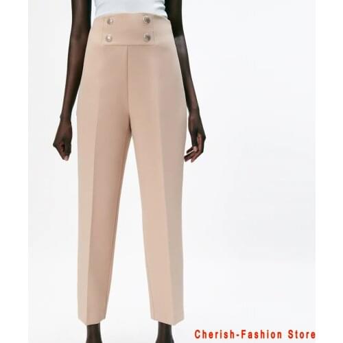 Button Jeans for Women High Waist Harem Mom Jeans Spring 2021 New Plus Size Brand Women Jeans Streetwear Denim Pants Beige Pants