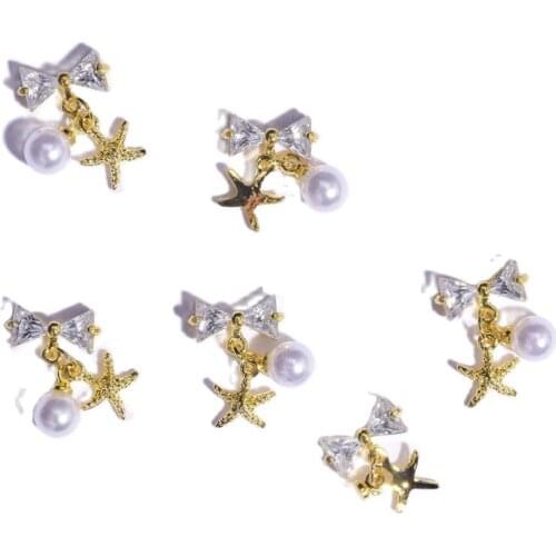10-16mm 10pcs Zircon Nail Charms Pierced Fingernail Jewelry 14 Styles of Charms Pearl L-Long Reusable nail nail charms