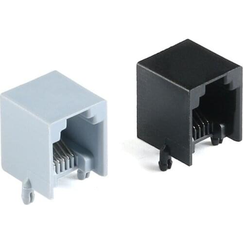 10pcsRJ11 socket 6P6 RJ12 telephone socket 6-pin crystal head 623PCB -6P6C socket gray/black