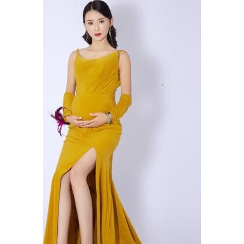 2021 Sexy V neck Pregnancy Dresses Maternity Shoot Dress Photography Pregnant Women Maxi Maternity Gown Photo Props
