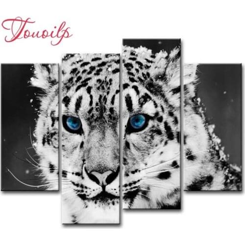 4pcs/set animal snow leopard Diamond Painting Cross Stitch Pattern Diamond Embroidery Mosaic Full Drill Home Decor DIY Painting