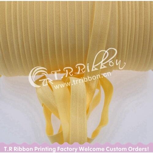 5/8" inch solid FOE #614 Chamois Fold Over Elastic Shiny for elastic Headbands Hair Ties 50yards and 100yards/lot