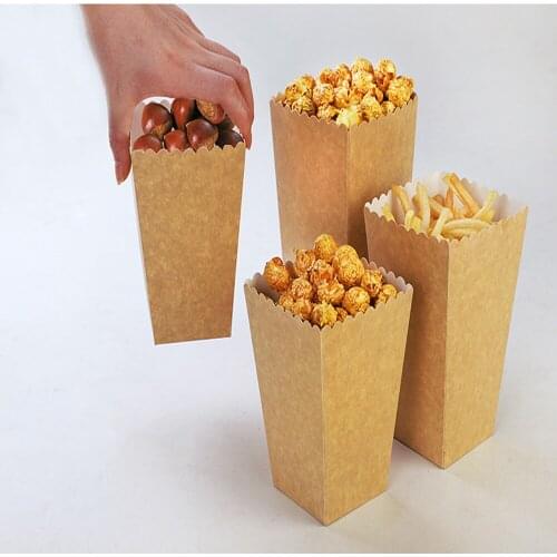 5Pcs Kraft Paper Popcorn Boxes Container Birthday Movie Party Favors Treat Bags Wedding Bridal Favor Guests Gifts Box Storage