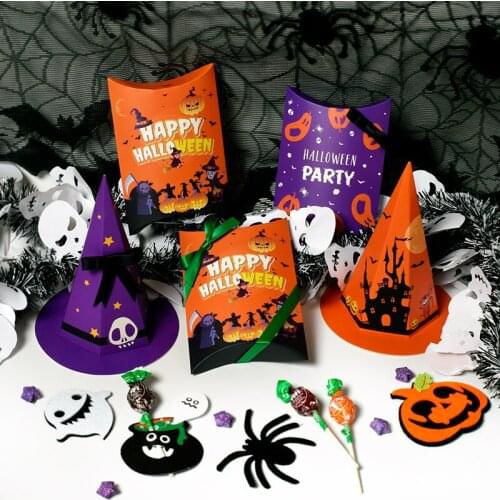 50pcs 2020 Witch Hat Shape halloween funny candy packaging Box candy paper bags Halloween Party Favors Party Decor