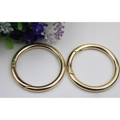 6 pcs/ lot Pale golden bag accessories 5 cm inner diameter opening big spring coil connect button open ring