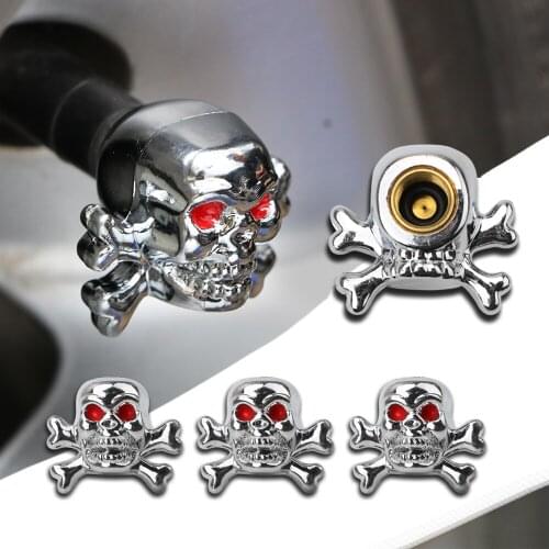 Car Styling Skeleton Skull Shaped Wheel Rims Motorcycle Truck Pressure Caps 4 Pcs/Set Tire air Valve Stem Caps Dust-proof