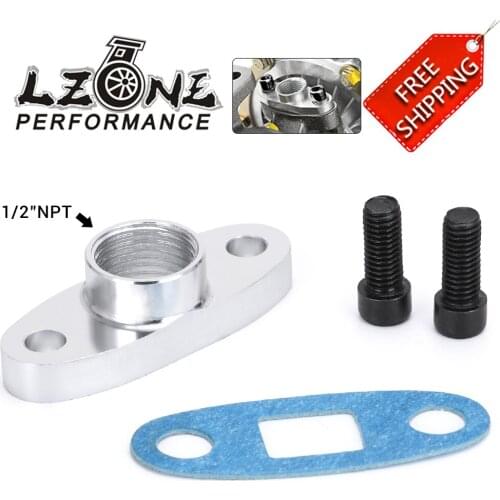 1/2 NPT Female Aluminum Oil Drain Turbo Flange T3 T4 T04 GT40 GT55 ODF-02 silver JR-OFG32