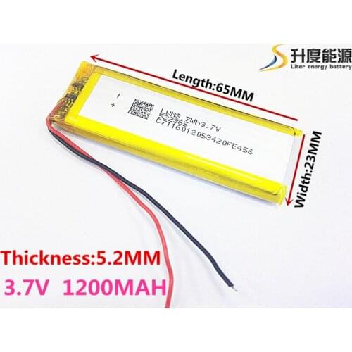 Free shipping 3.7 V lithium polymer battery 1200 mah 522365 mobile power supply tablet GPS navigator