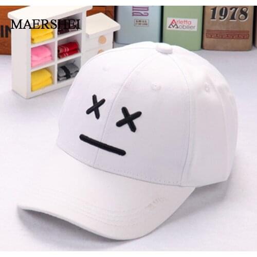 MAERSHEI Child Hip-hop Baseball Cap Snapback Caps Kids Boy Girl Crooked Hat Lovely Smile Cat Face Embroidery Hats
