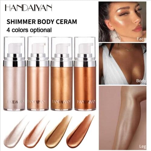 HANDAIYAN Glow Liquid Illuminator Face Body Highlighter Cream for Shimmer Skin Foundation Primer Bronzer Highlight Creamy