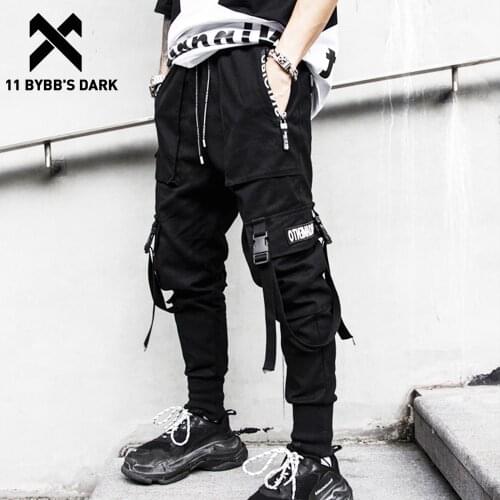 11 BYBBS DARK Ribbons Hip Hop Streetwear Pants Joggers Men 2020 Fashion Casual Slim Track Trousers Pants Black Sweatpants Male