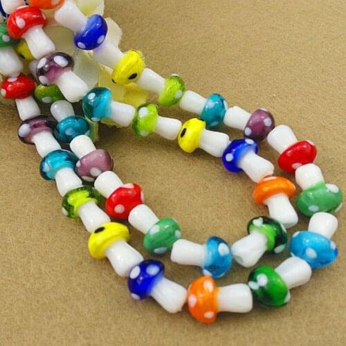 Good Quality 20pcs/lot Mushroom Shape Lampwork Beads 12X17mm DIY Handmade Lampwork Loose Beads Jewelry Making Accessories