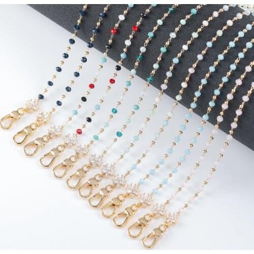 Sanying M83704 fashion eyeglasses chain beads chain zircon 18k gold plated diy handmade mask chain 74.5cm/pcs