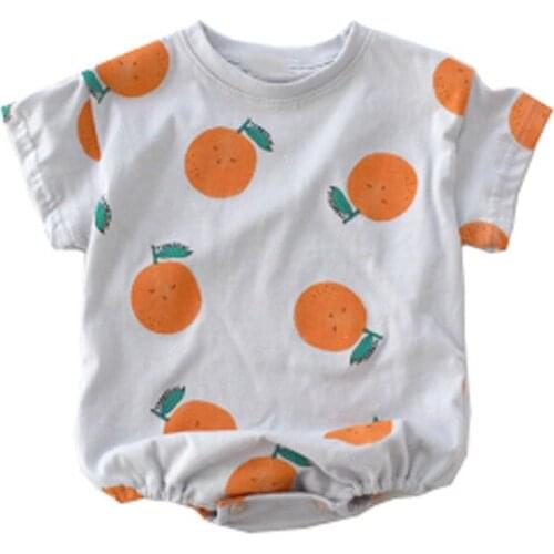 Baby Lovely Fruit Happy Jumpsuits Clothes Korean Baby Bodysuit Cotton Lemon Short-sleeved Pack Fat Climbing Kids T-shirt
