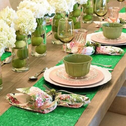 HGHO 2 Pack Sequin Table Runner Green Table Runner for Birthday Wedding Bachelorette Holiday Celebration Party Decorations