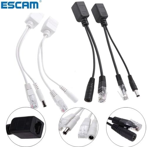POE Adapter cable RJ45 Injector Splitter Kit Tape Screened Passive Power Over Ethernet12-48v Synthesizer Separator Combiner