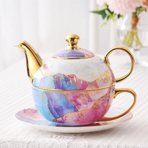 Ceramic Cluttered Pot 500ml Teapot 400ml Coffee Cup Afternoon Tea Set Leisure Time Drinkware Bone China European Teacup Saucer