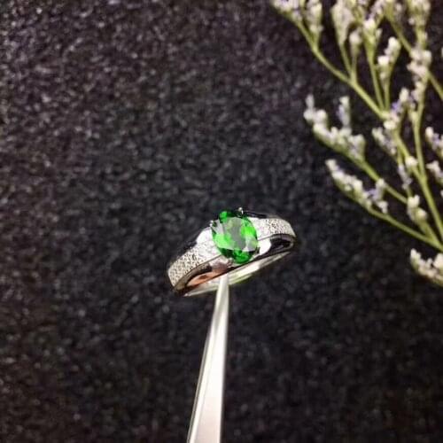 Natural Flint ring6*8mm diopside Ring 925 sterling silver ring ring Beautiful jewelry. Posting