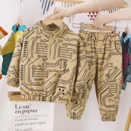 New Spring Autumn Children Cotton Clothes Baby Boys Girls printe coat Pants 2Pcs/sets Infant Kids Fashion Toddler Tracksuits set