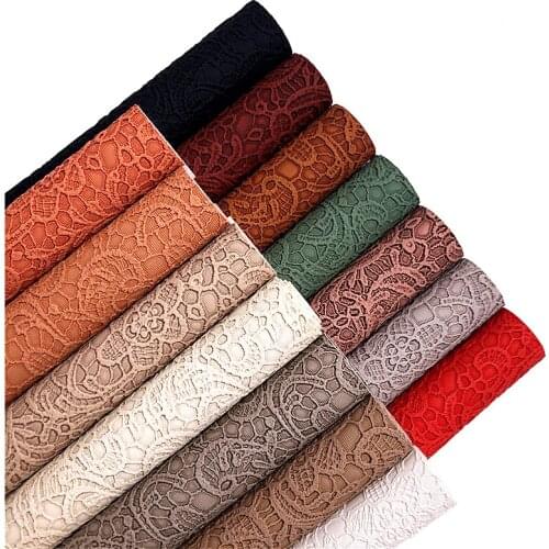 Lace Embossed Faux Leather Vinyl Fabric Sheet Textured Synthetic Leather Faux Vinil For Bows Earrings DIY A4 SIZE T583