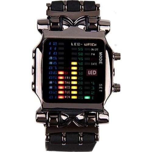 2021 Hot Selling Korean Binary Electronic Watch Cool Crab Colorful Lights Mens LED Watch Student Watch Bulk Items Wholesale