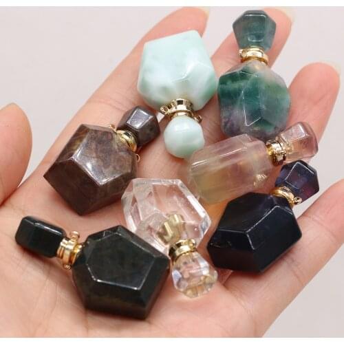 Natural Stone Perfume Bottle Pendant Exquisite Amethysts For Jewelry Making Charms DIY Necklace Accessory
