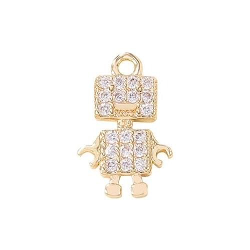 Factory Wholesale Gold Color Brass And Zircon Robots Charms Pendants Necklace And Bracelet Earring Diy Jewelry Accessories