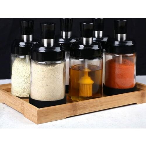 BBQ Glass Airtight Canister Portable Oil Bottle with Brush Grill Liquid Pastry For Kitchen Baking BBQ Tool Tins Spice Seasoning