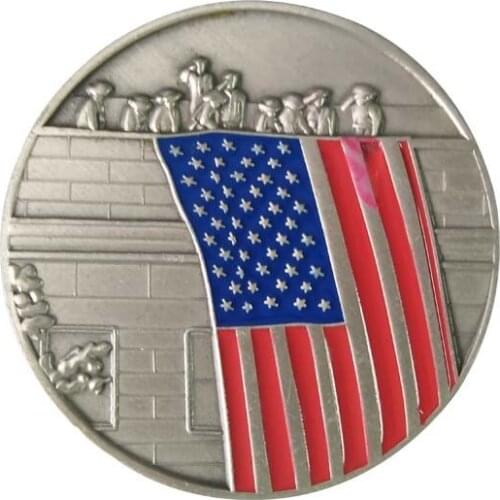 Custom Promotional Antique Silver Souvenir Coin Supplier Wholesale American Flag Military Coin