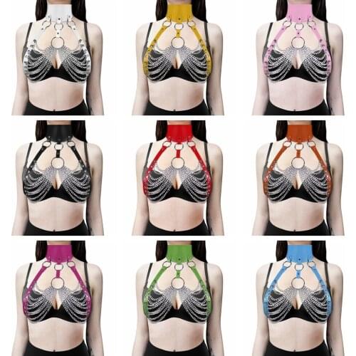 Punk Straps Chest Harness Fashion Stylish Accessorie Gothic Bdsm Adjust Rave Wear Handmade PU Leather Harness Belts Body Bondage