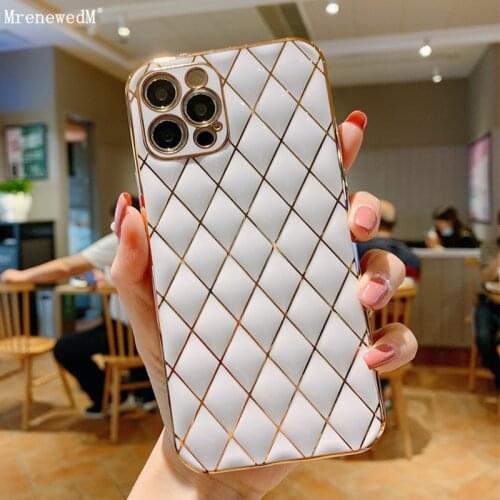 Luxury Gold Plating Candy Rhombus Silicone Phone Case For iPhone 12 Mini 11 Pro Max X XS XR 7 8 Plus SE2 Soft Shockproof Cover