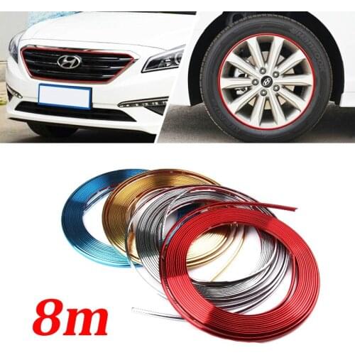 8M Car Protection Roll Car Wheel Rim Sticker Chrome Wheel Decoration Auto Tire Rims Plated Strip Decoration Car-styling Exterior