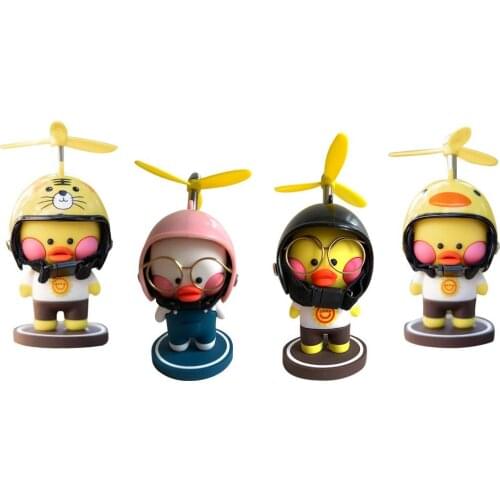 A Cute Little Yellow Duck with A Propeller A Rubber Duck In A Windbreaker with A Helmet, Car Decoration Childrens Toy