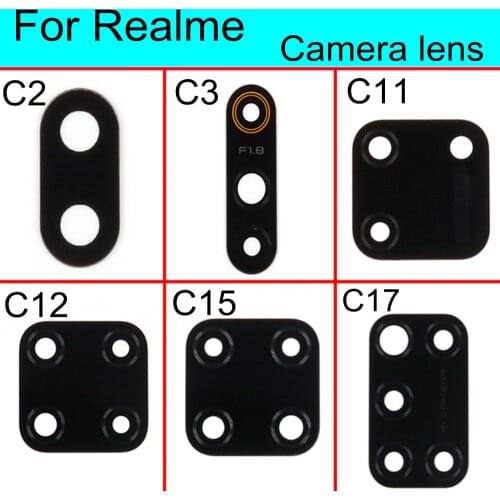 Rear Main Camera Glass Lens With Sticker Tape For Realme C2 C3 C11 C12 C15 C17 Replacement Part