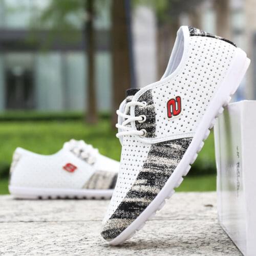 2021 Summer Mens Peas Shoes Hollow Breathable Old Beijing Cloth Shoes Mens Korean Casual Deodorant Mens Driving Shoes