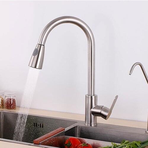 Pull out and put down kitchen faucet shower head hot and cold water kitchen faucets
