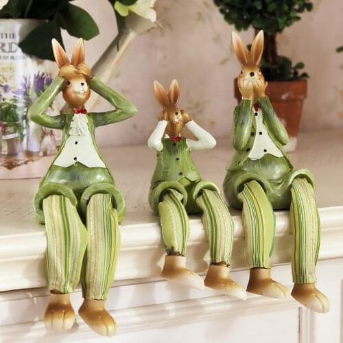 WU CHEN LONG Creative Rabbit Outseam Doll Figurine Lovely Figure Art Sculpture Decoration Resin Craft Home Ornaments Gift R4708