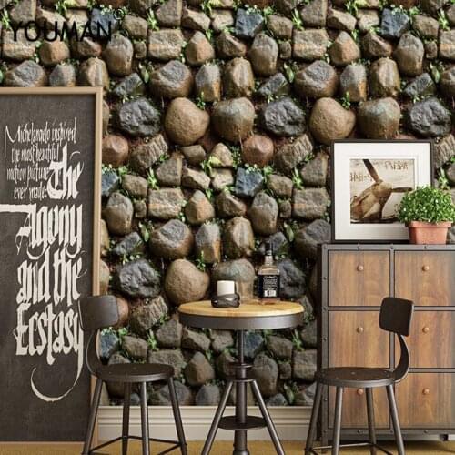 YOUMAN 45*1000cm 3D Antique Stone Self adhesive Wallpaper Waterproof Stone Wall papers Brick Wall Paper Decorative Wall Stickers