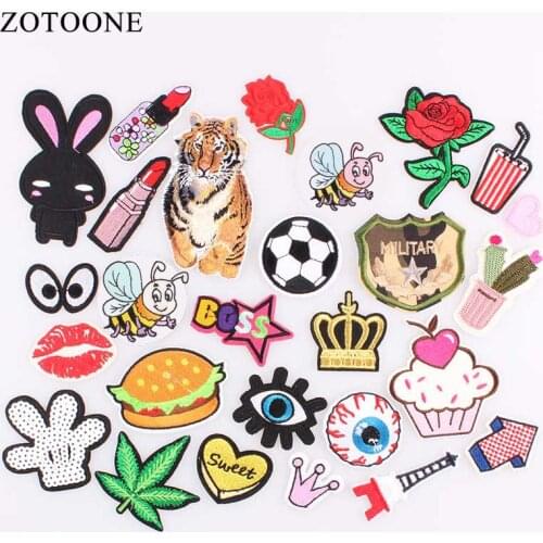 ZOTOONE DIY Iron Patches For Clothing Embroidery Rose Army Sequin Patch Set Badge Stickers Applique For Clothes Sew On Jeans A