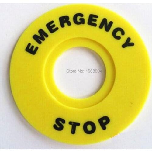 100 Pcs Yellow and Black 60mm OD 22mm ID Push Button Switch Emergency Stop Ring Free Shipping