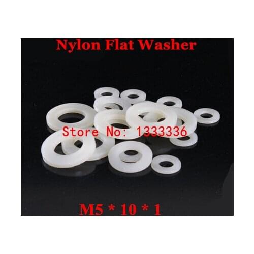 1000pcs M5*10*1 Nylon Flat Washer / M5 White Plastic Insulation Plain Ring Gasket Plated Spacers