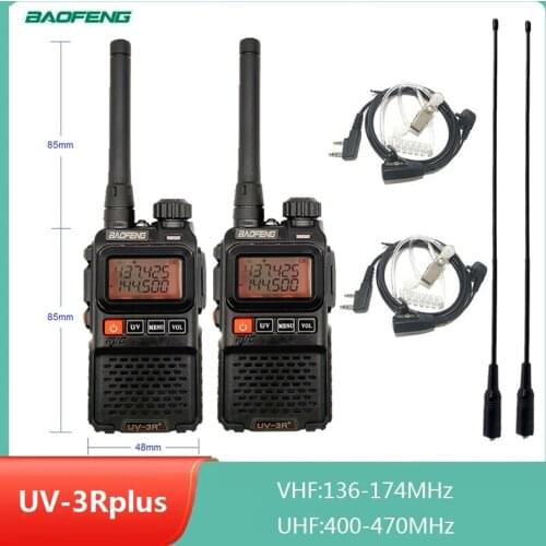 2pcs BaoFeng UV-3R Plus Mini Walkie Talkie Radio Transceiver UHF VHF Ham CB Radio Station Wireless Two Way Radio Transmitter
