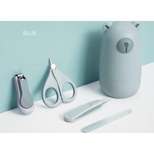 4 Pcs Cute Bear Styles Baby Nail Cutter Set Nursing Products Infant Nail Care Bath Head Nasal Care Kids Ear Hair Manicure Tools