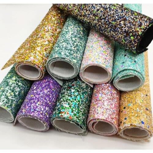 A4 sheet chunky girl color Shiny Glitter Fabric Leather For Earring Bows